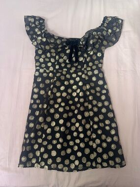 For Love And Lemons Black Dress with Gold Polka Dots